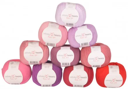 Infinity Hearts Rose 8/4 Garnpaket 22 Rosa och Röda toner - 10 st - Rosa och Röda toner